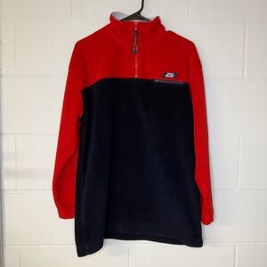 Vintage 90s Lauren Ralph Lauren Half Zip Fleece Pullover Red & Navy Size Medium
